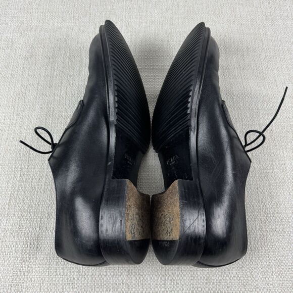Prada Welt Sewn Black Leather Oxford Mens 10.5 Lace Up Derby Dress Shoes 2EG100 - Picture 5 of 11